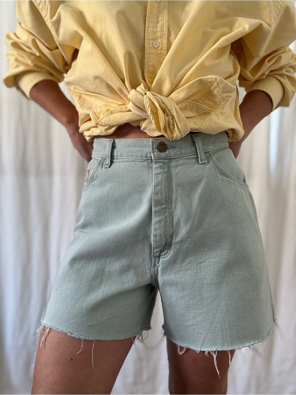Vintage 90s Wrangler for Women sea glass denim cut offs